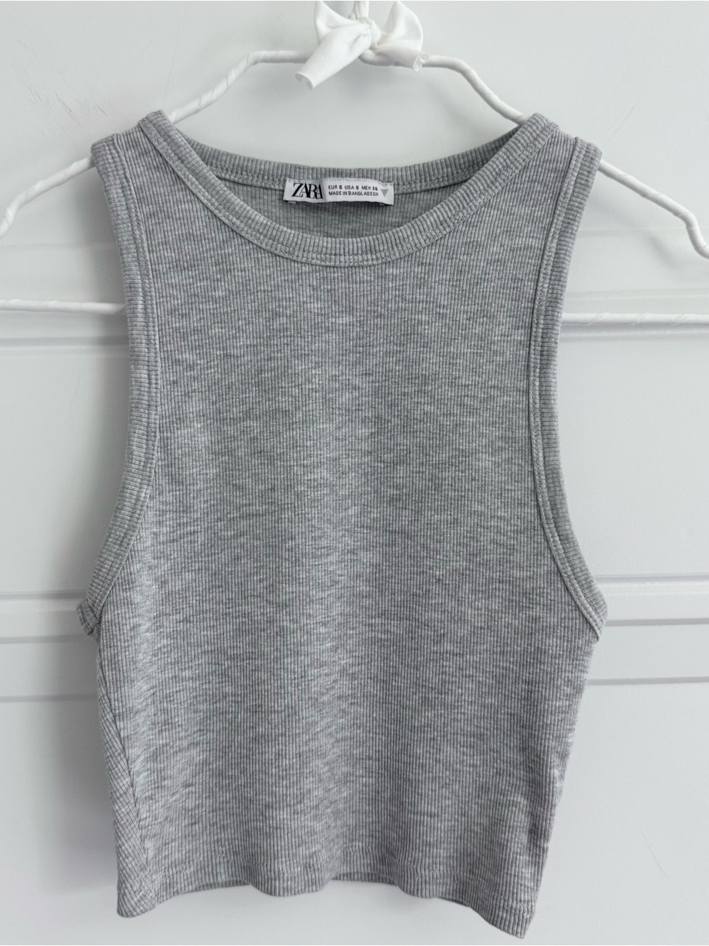 ZARA Light Gray Ribbed Cropped Tank, S